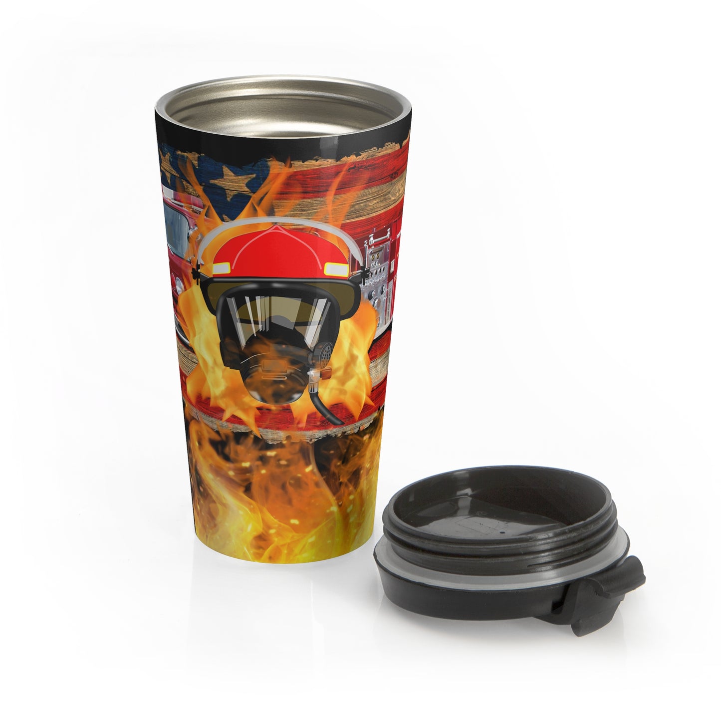 Firefighter Helmet Stainless Steel Travel Mug – 15oz