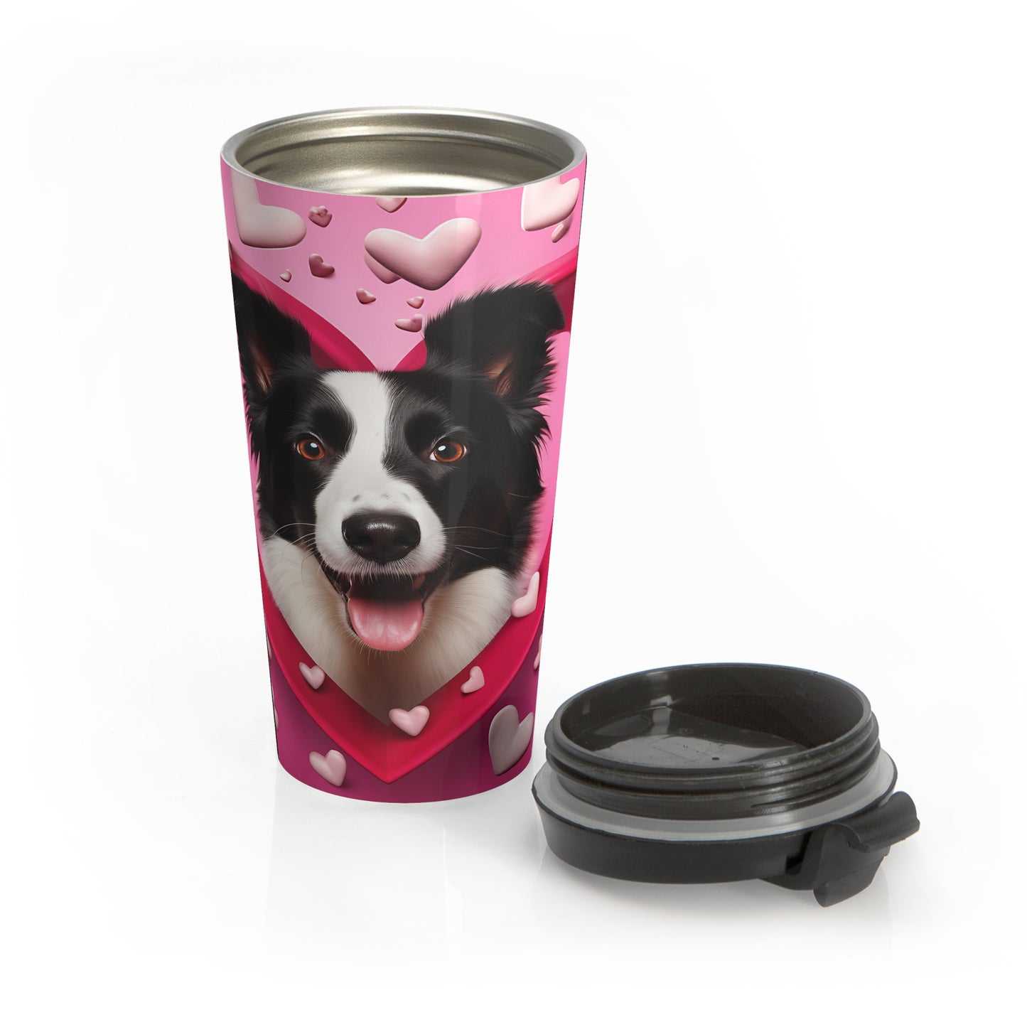 Border Collie Love Stainless Steel Travel Mug – 15oz