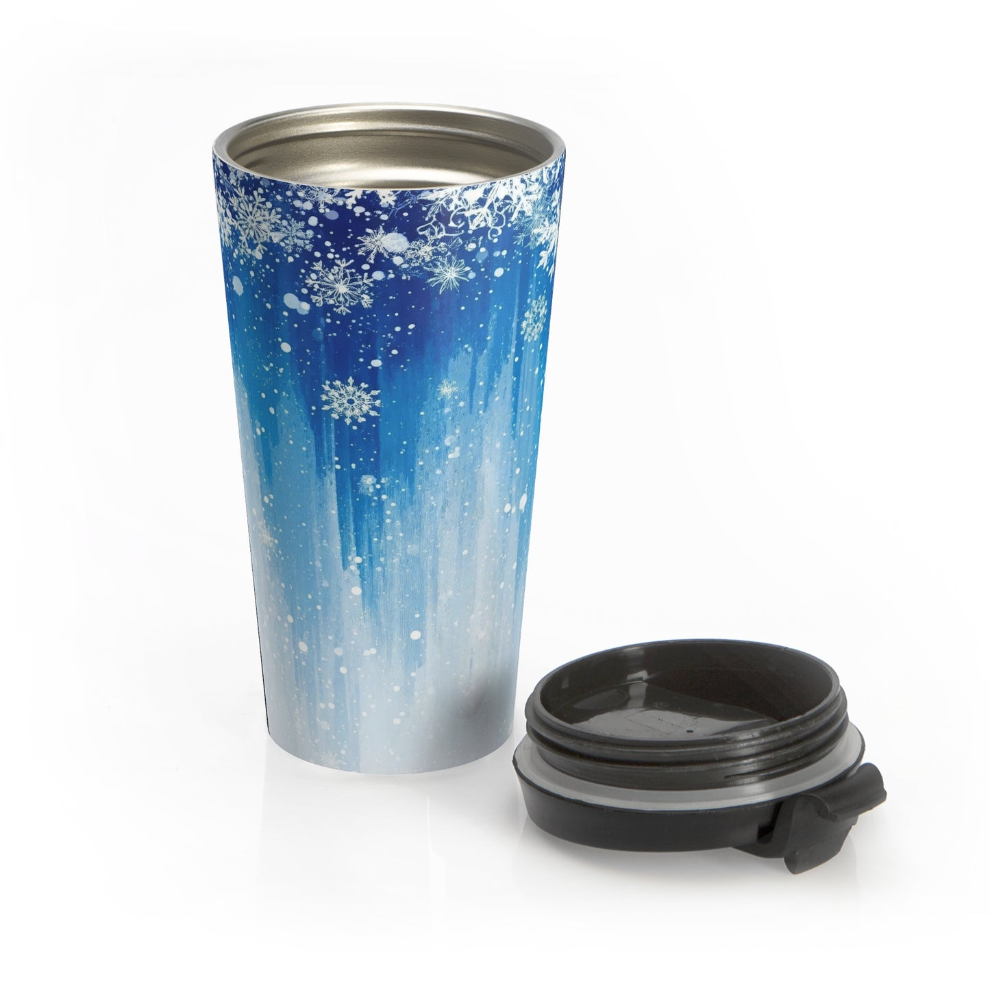 Arctic Blue Snowfall Travel Mug – 15oz Stainless Steel