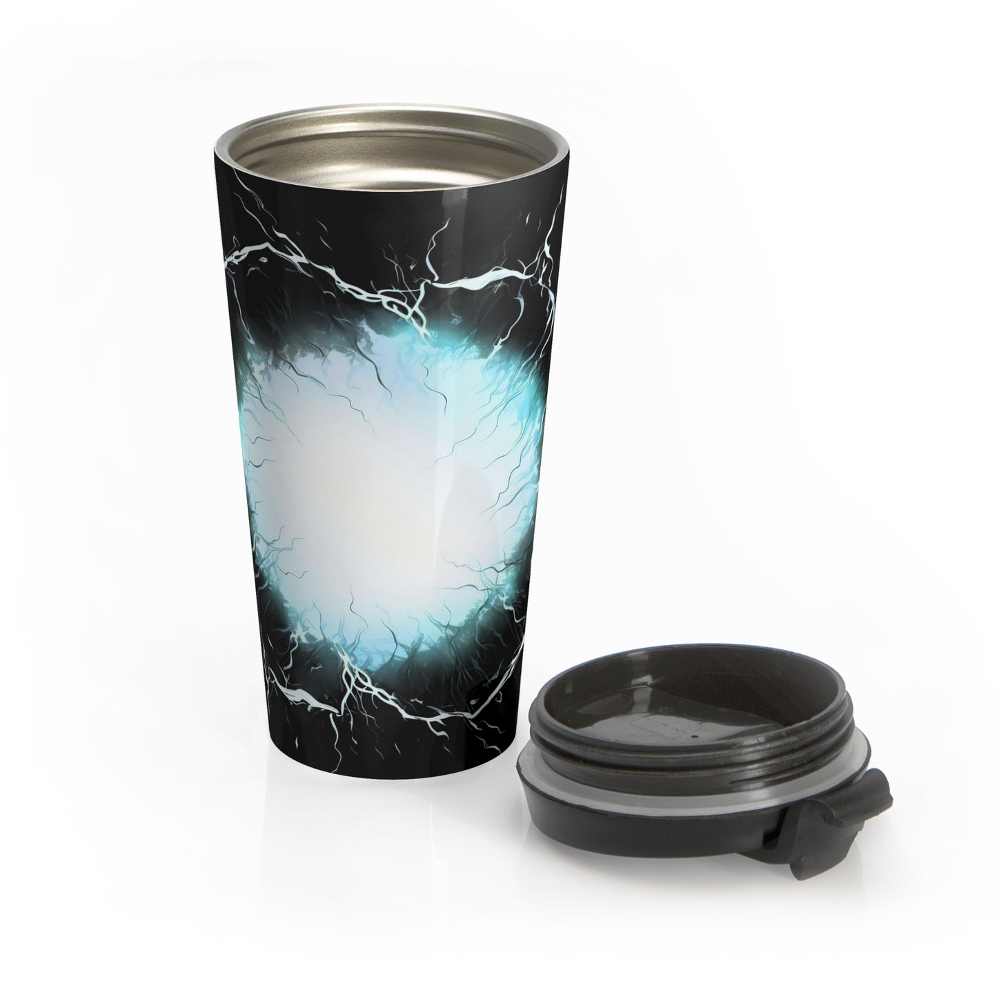 Electric Lightning Heart Stainless Steel Travel Mug – 15oz
