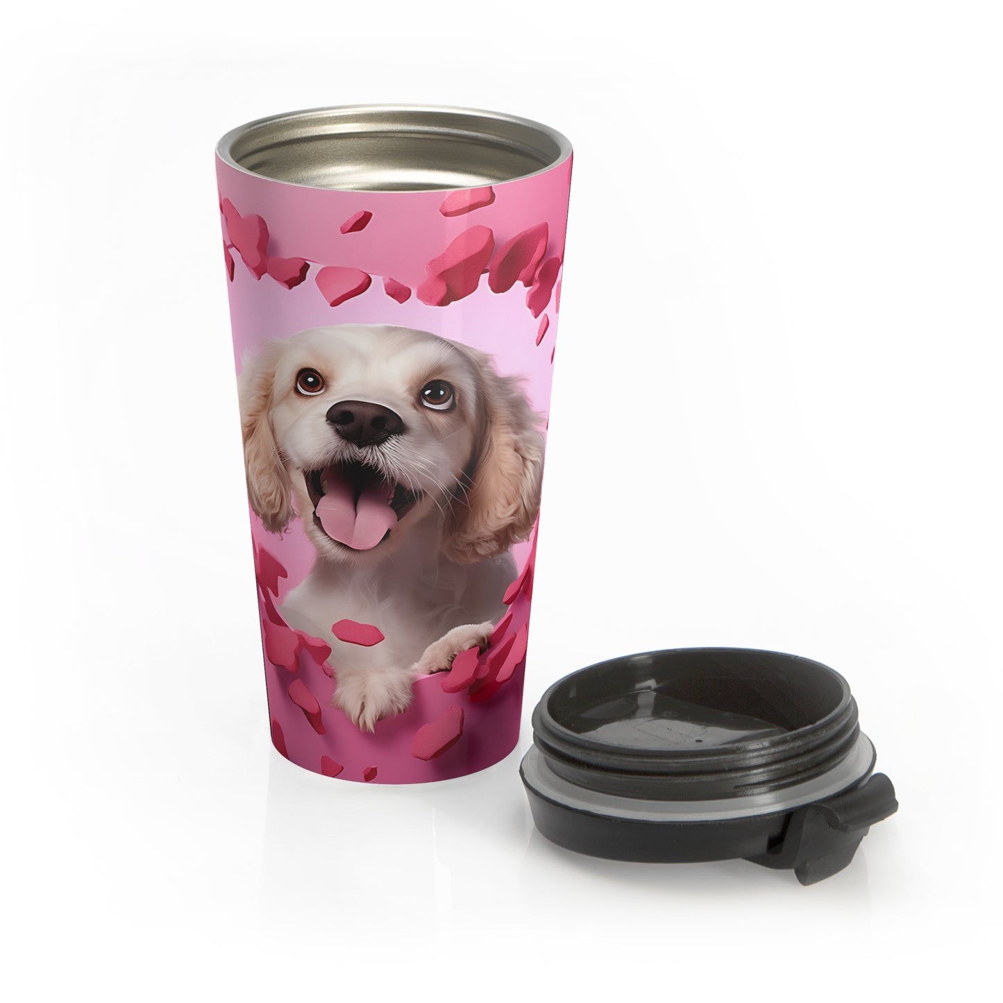Sweet Puppy Love Stainless Steel Travel Mug – 15oz