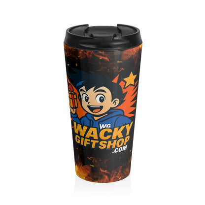 WackyGiftShop Mascot Stainless Steel Travel Mug – 15oz