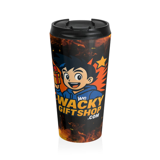 WackyGiftShop Mascot Stainless Steel Travel Mug – 15oz