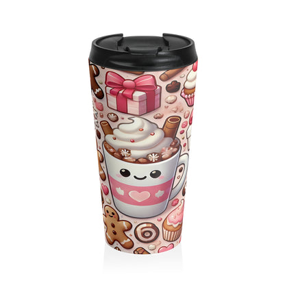Sweet Cocoa Cutie Stainless Steel Travel Mug – 15oz