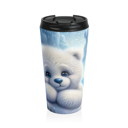 Cute Polar Bear Cub Stainless Steel Travel Mug – 15oz
