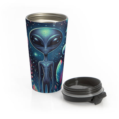 Cosmic Alien Stainless Steel Travel Mug – 15oz