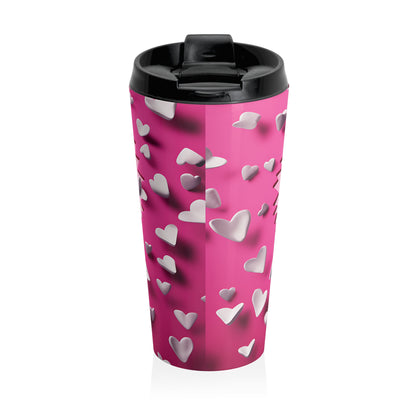 Border Collie Valentine Heart Stainless Steel Travel Mug – 15oz