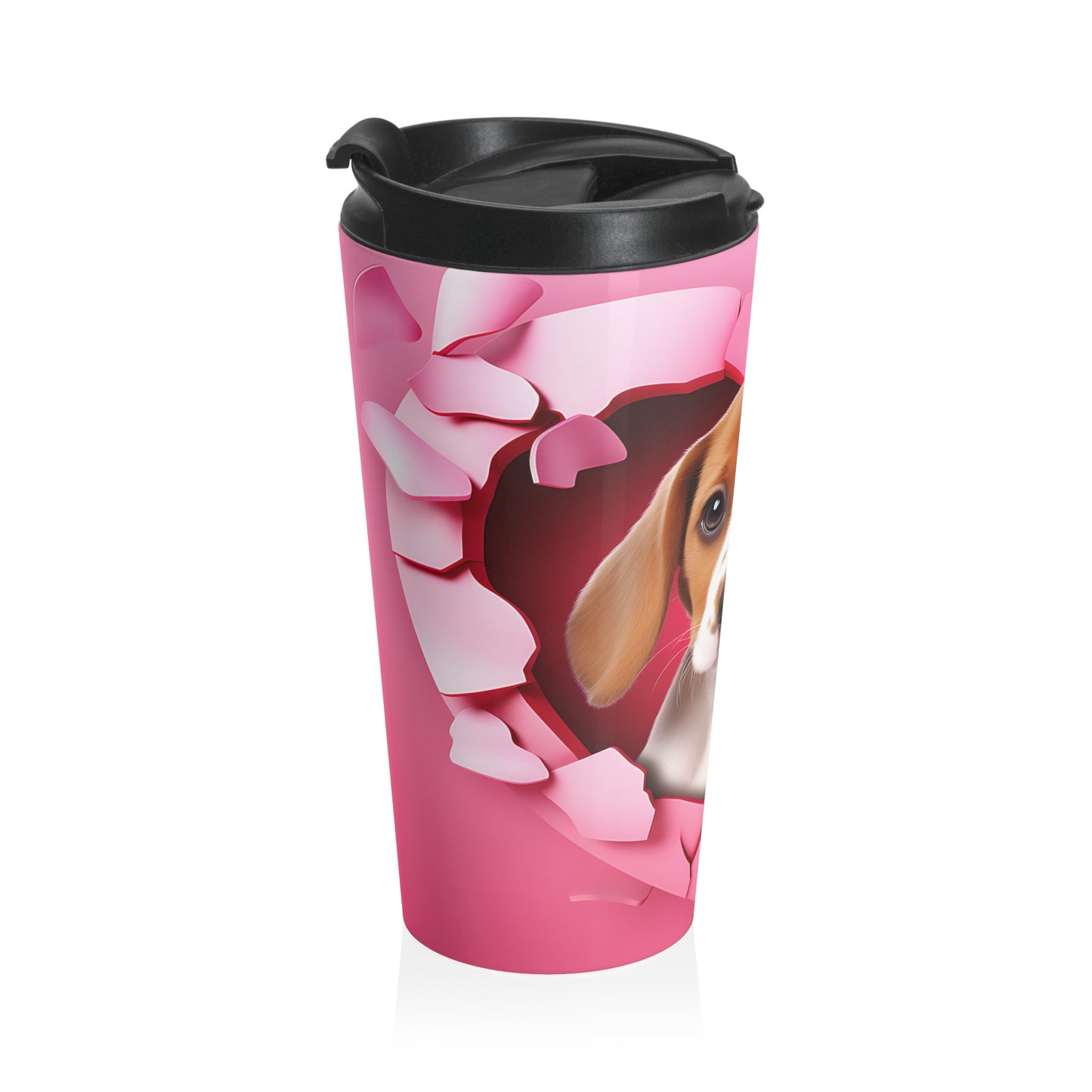Puppy Heart Peek Stainless Steel Travel Mug – 15oz