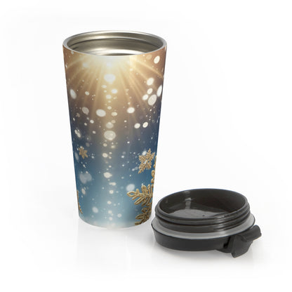 Golden Glow Snowfall Travel Mug – 15oz Stainless Steel