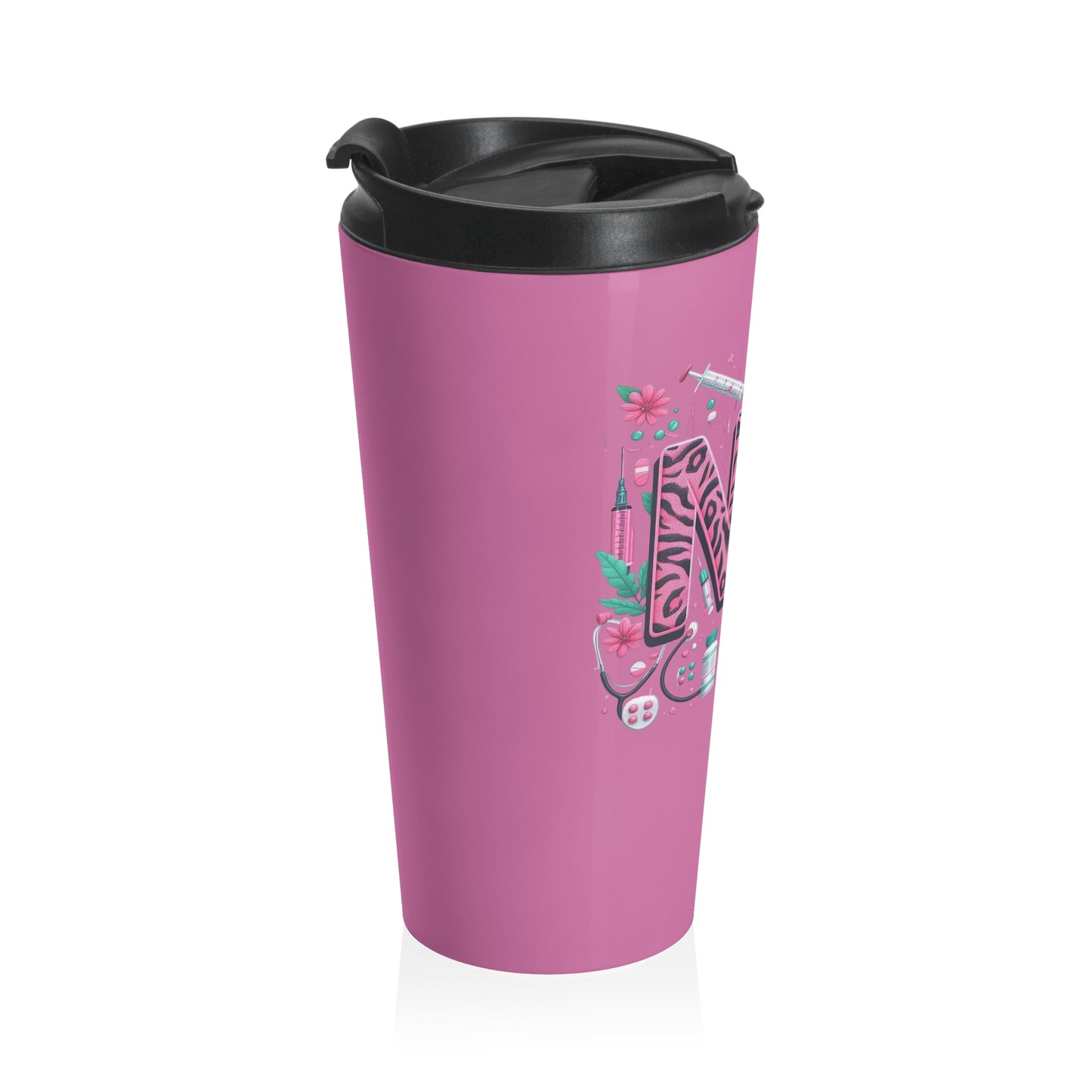 NP Nurse Pride Pink Stainless Steel Travel Mug – 15oz