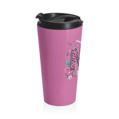 NP Nurse Pride Pink Stainless Steel Travel Mug – 15oz