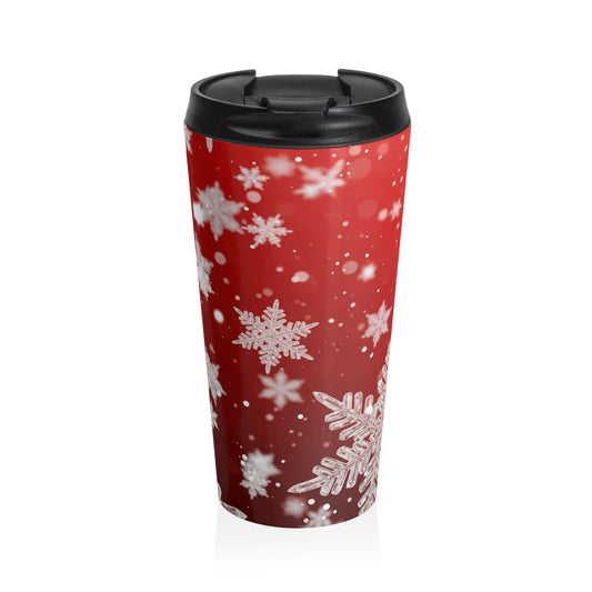 Crimson Snowfall Travel Mug – 15oz Stainless Steel