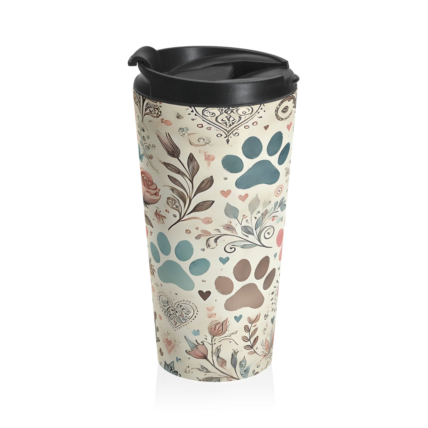 Whimsical Paw Love Travel Mug – 15oz Stainless Steel