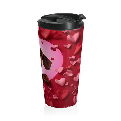 Dachshund Valentine Love Stainless Steel Travel Mug – 15oz