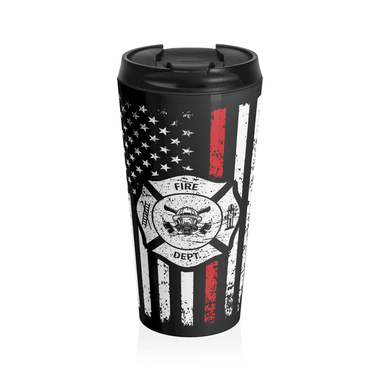 Firefighter American Flag Stainless Steel Travel Mug – 15oz
