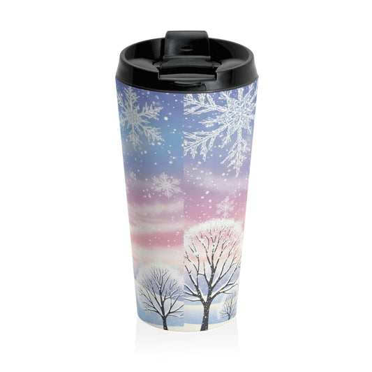 Pastel Winter Wonderland Travel Mug – 15oz Stainless Steel