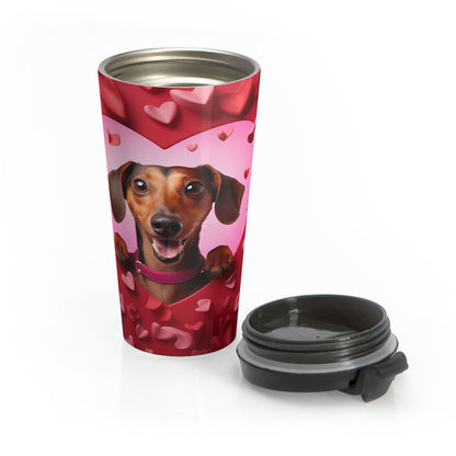 Dachshund Valentine Love Stainless Steel Travel Mug – 15oz