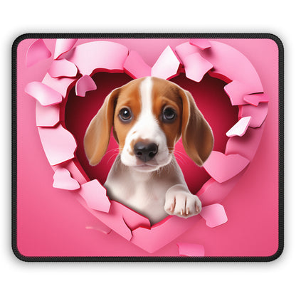 Beagle Puppy Love Heart Mouse Pad