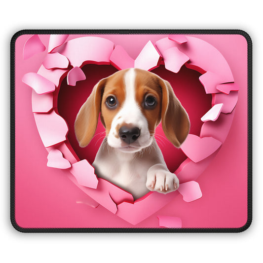 Beagle Puppy Love Heart Mouse Pad