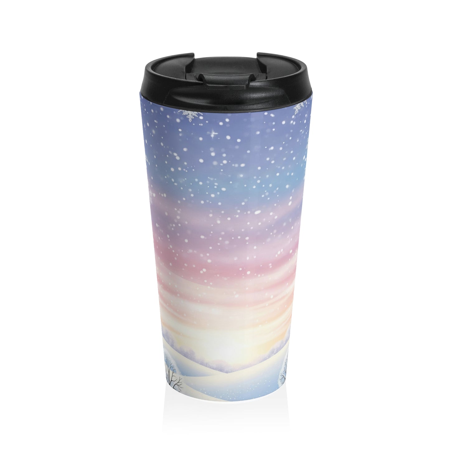 Pastel Winter Wonderland Travel Mug – 15oz Stainless Steel