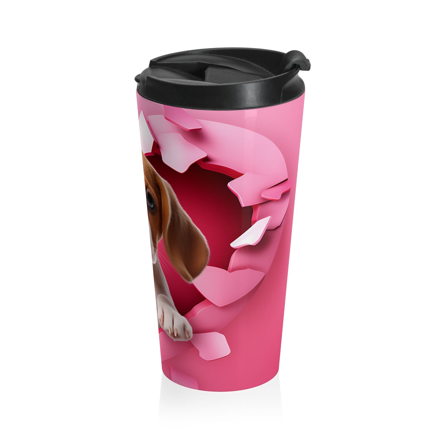 Puppy Heart Peek Stainless Steel Travel Mug – 15oz