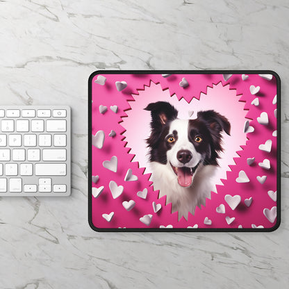 Border Collie Love Heart Mouse Pad