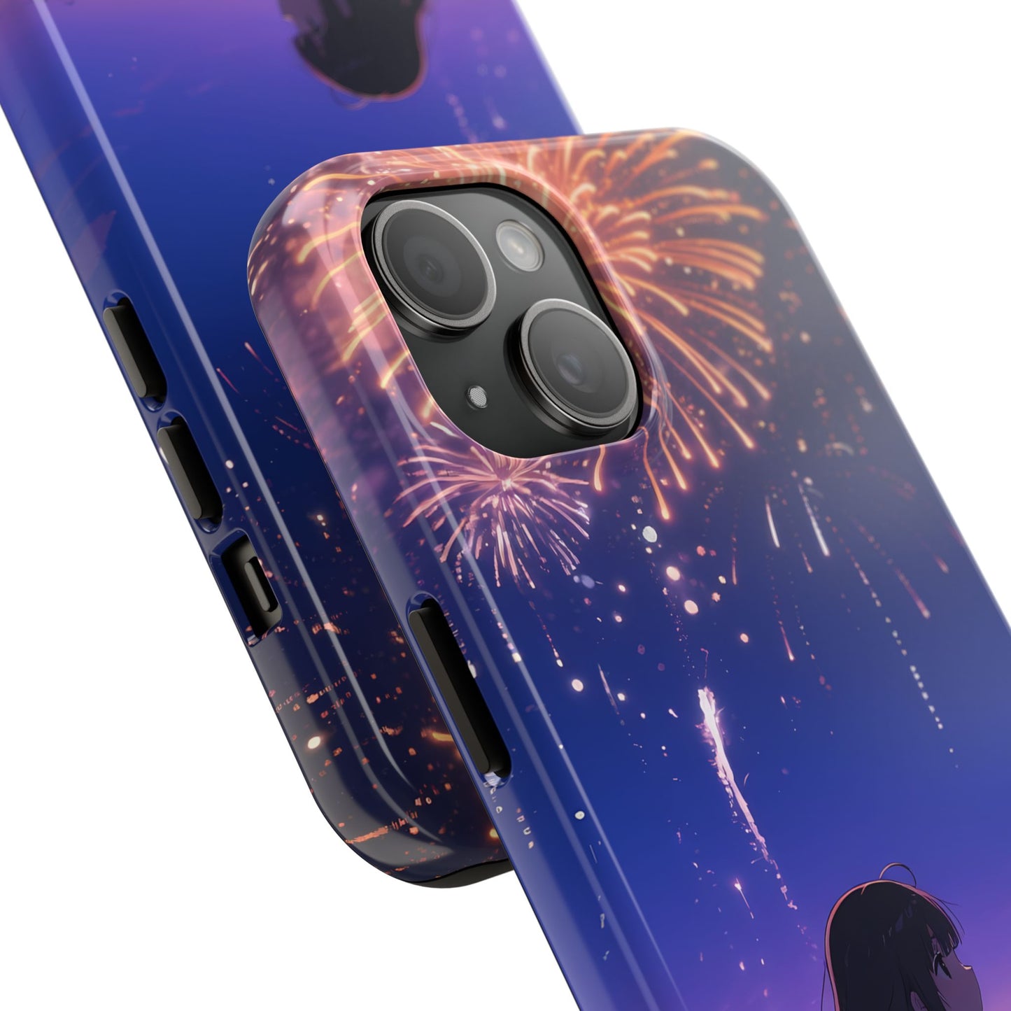 Fireworks Night Phone Case — Anime Girl Beach Sunset Tough Case