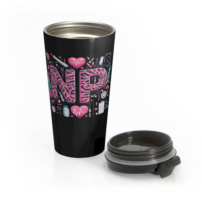 NP Nurse Pride Pink Stainless Steel Travel Mug – 15oz