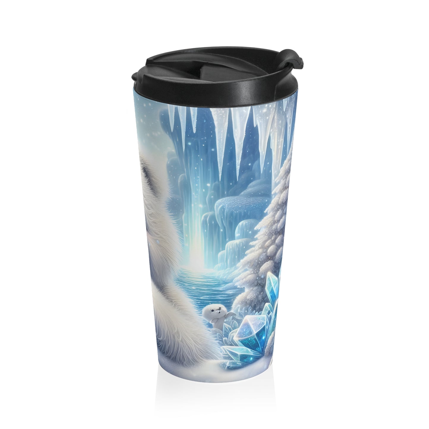 Cute Polar Bear Cub Stainless Steel Travel Mug – 15oz