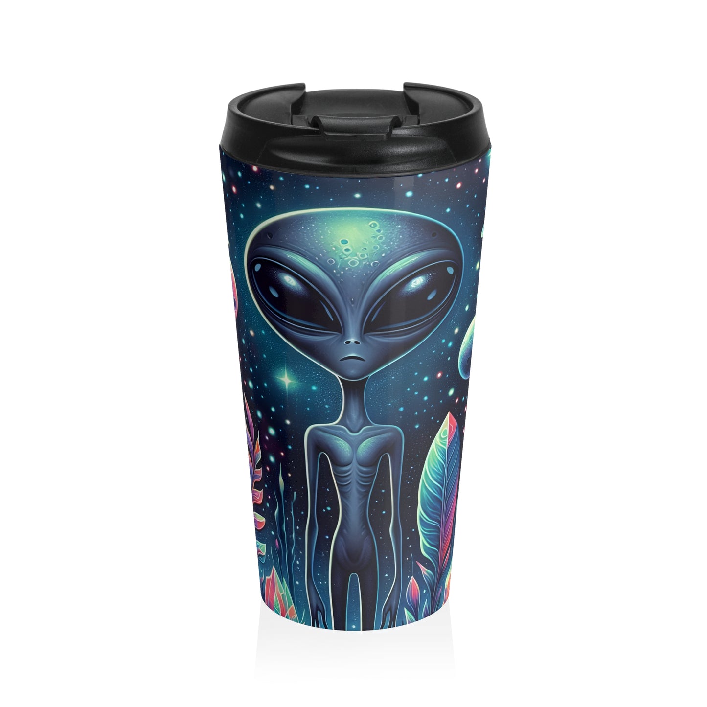 Cosmic Alien Stainless Steel Travel Mug – 15oz