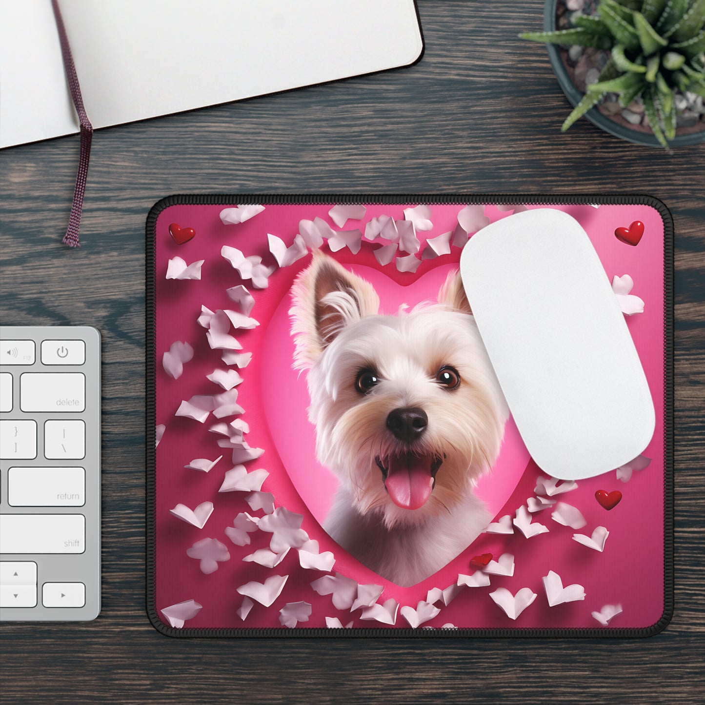 Petal Heart Pup Mouse Pad