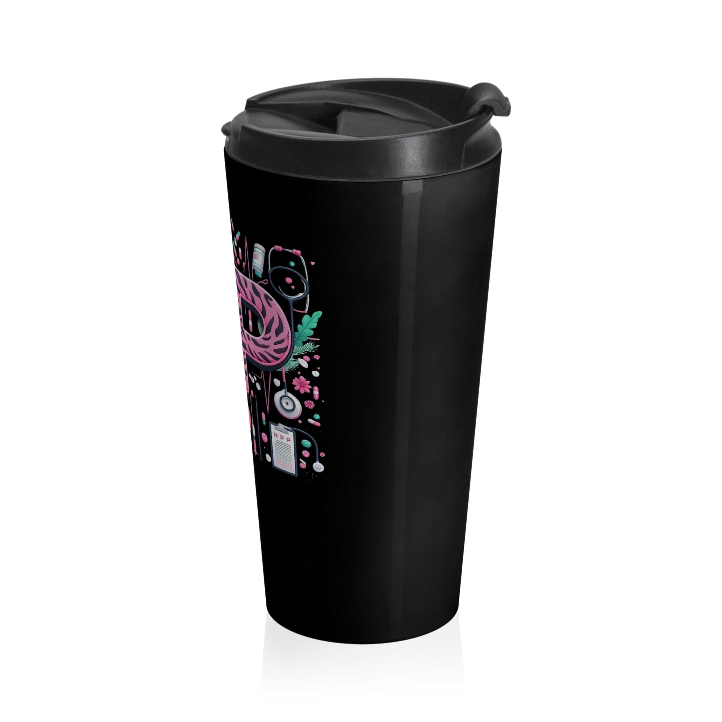 NP Nurse Pride Pink Stainless Steel Travel Mug – 15oz