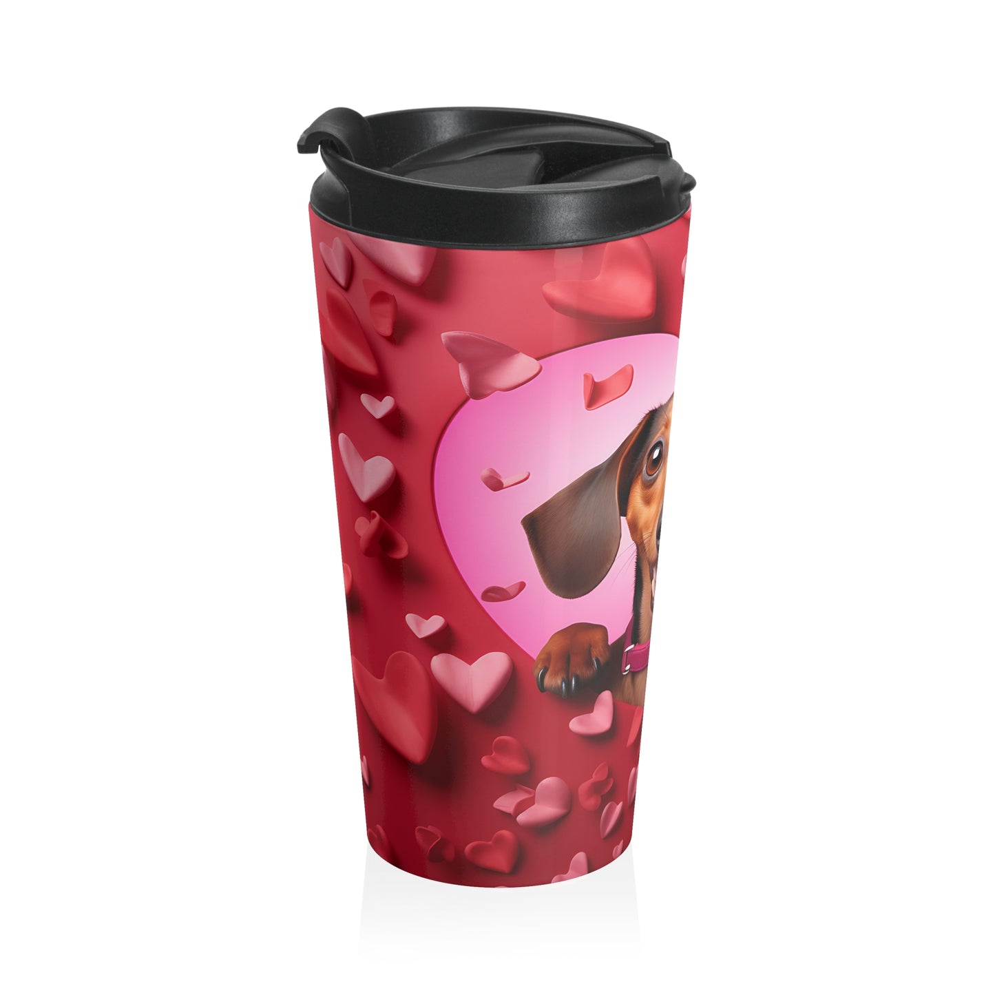 Dachshund Valentine Love Stainless Steel Travel Mug – 15oz