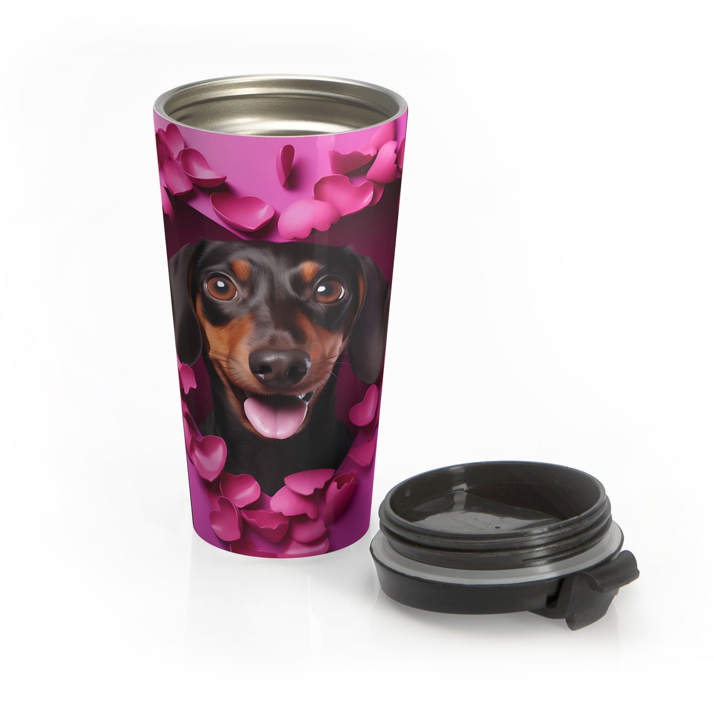 Dachshund Heart Love Stainless Steel Travel Mug – 15oz