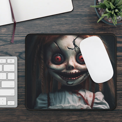 Stitched Smile Horror Doll Mouse Pad