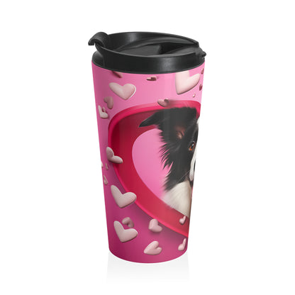 Border Collie Love Stainless Steel Travel Mug – 15oz
