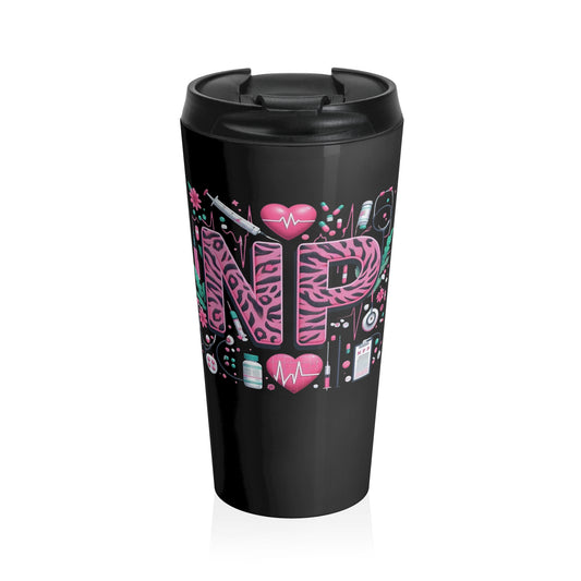 NP Nurse Pride Pink Stainless Steel Travel Mug – 15oz