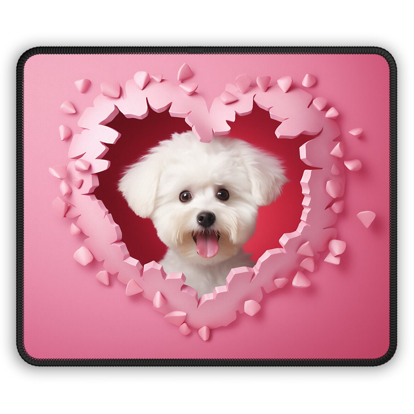 Fluffy Puppy Love Heart Mouse Pad