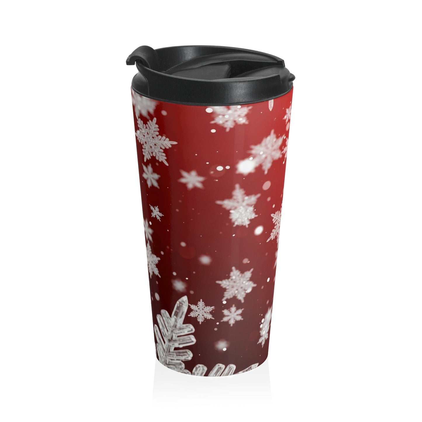 Crimson Snowfall Travel Mug – 15oz Stainless Steel