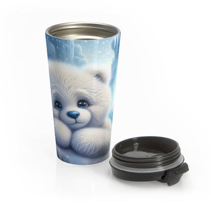 Cute Polar Bear Cub Stainless Steel Travel Mug – 15oz