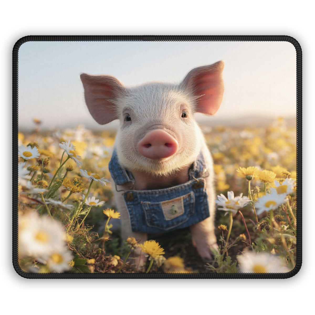 Sunflower Field Piglet Mouse Pad