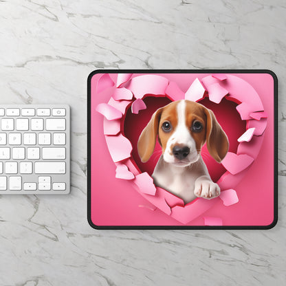 Beagle Puppy Love Heart Mouse Pad
