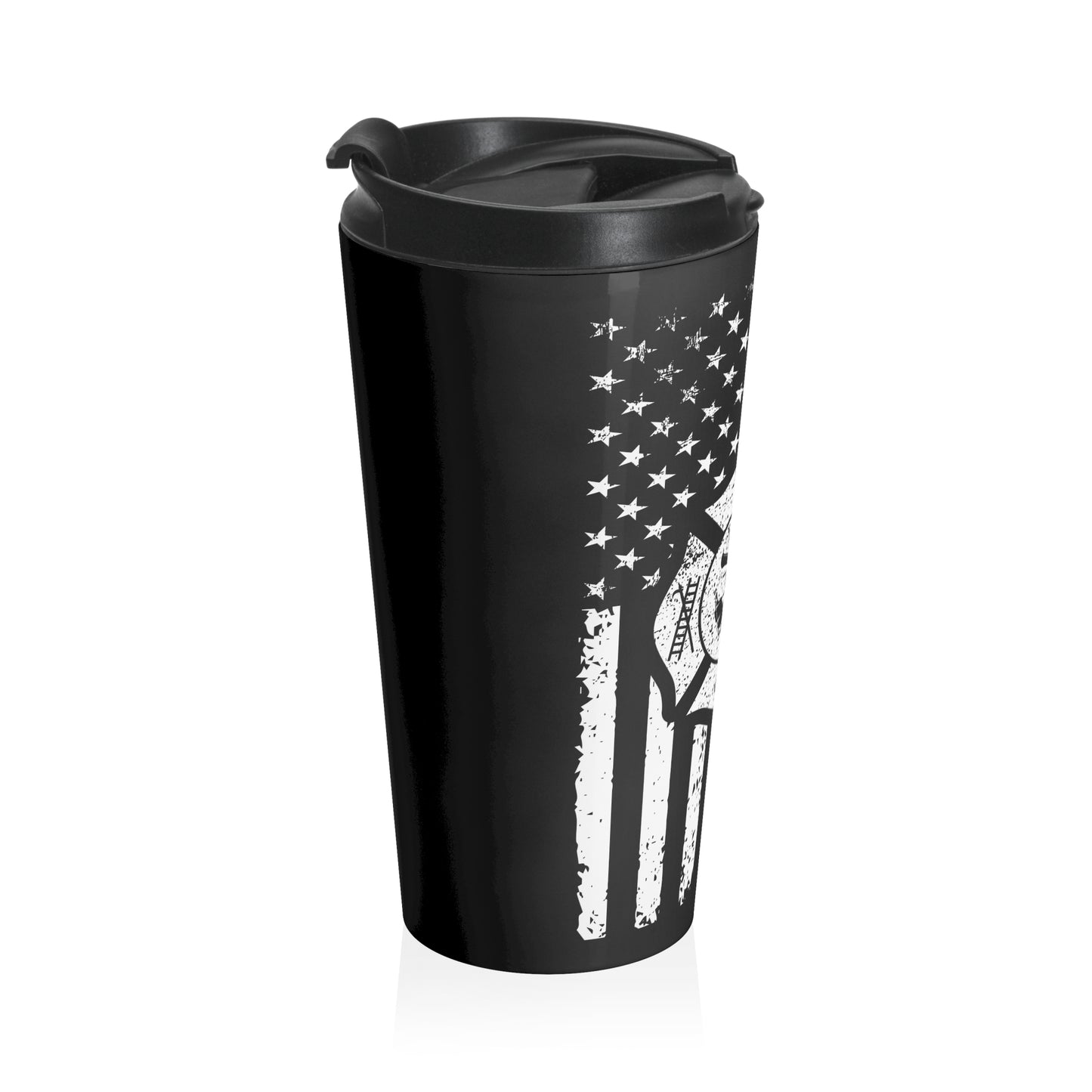 Firefighter American Flag Stainless Steel Travel Mug – 15oz