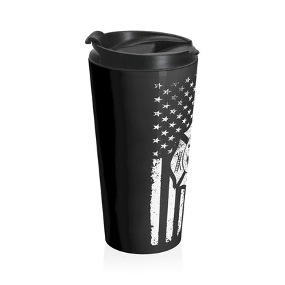 Firefighter American Flag Stainless Steel Travel Mug – 15oz