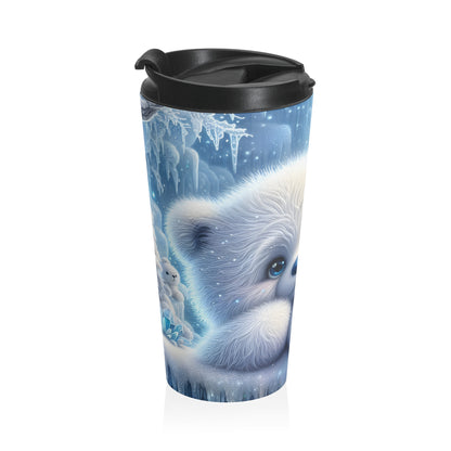 Cute Polar Bear Cub Stainless Steel Travel Mug – 15oz
