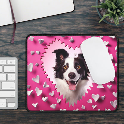 Border Collie Love Heart Mouse Pad