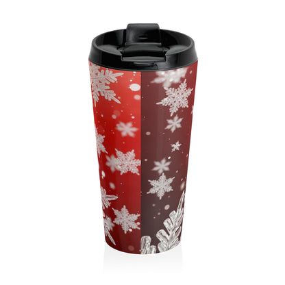 Crimson Snowfall Travel Mug – 15oz Stainless Steel