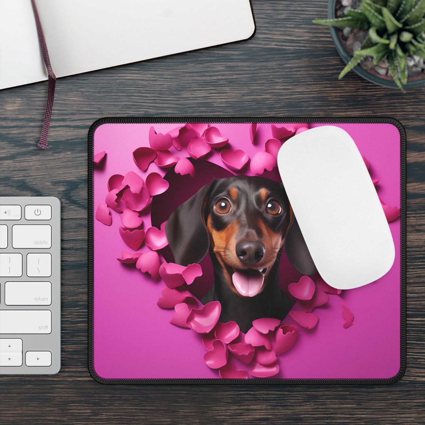 Dachshund Heart Bloom Mouse Pad