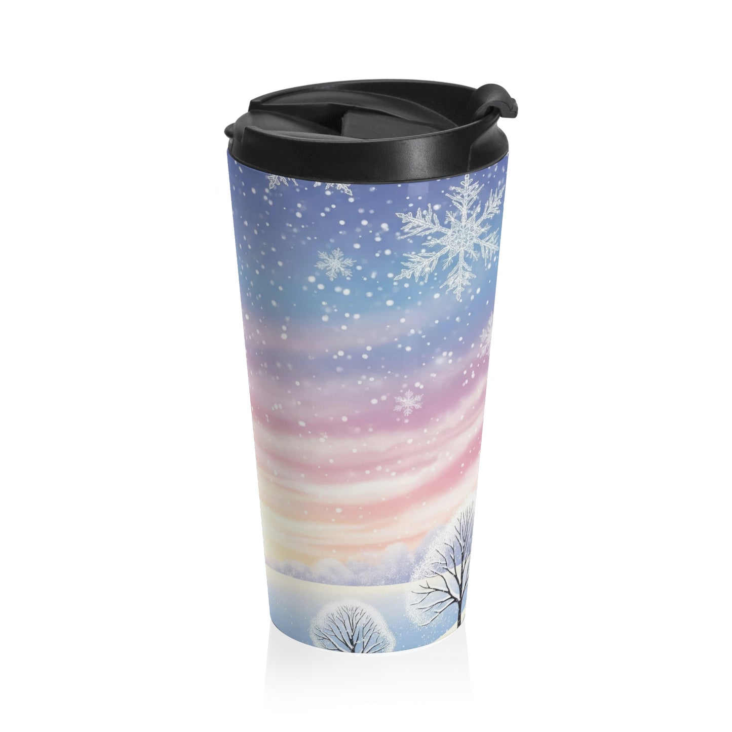Pastel Winter Wonderland Travel Mug – 15oz Stainless Steel