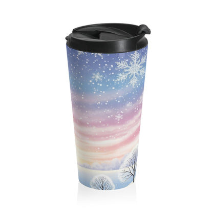 Pastel Winter Wonderland Travel Mug – 15oz Stainless Steel